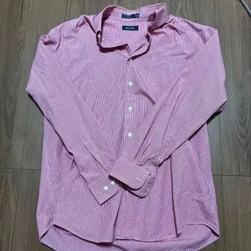 NAUTICA 깅엄 체크 패턴 긴팔 셔츠 핑크 코튼 100%