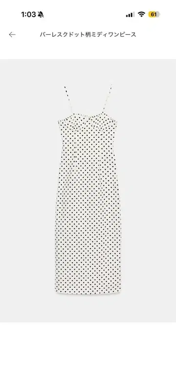 ZARA 버레스크 도트 무늬 미디 원피스 XS