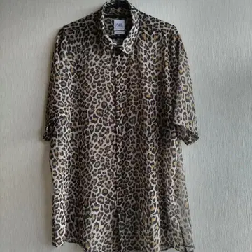 완판템 ZARA 자라 레오파드 무늬 시어 셔츠 레오파드 무늬 올 패턴 반팔 XL