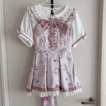Liz Lisa Salon de Fraise 패턴 셋업 핑크 반팔