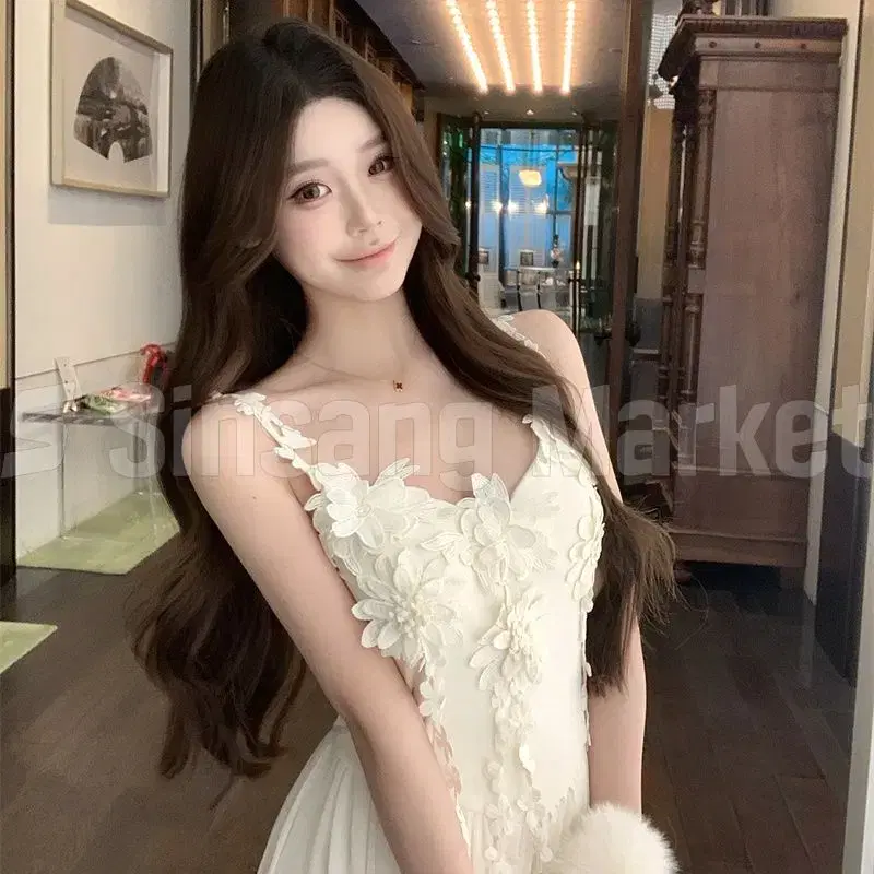 [빠른발송] 드랍 꽃원피스 롱 나시 셔링 주름 롱원피스 바캉스 여름
