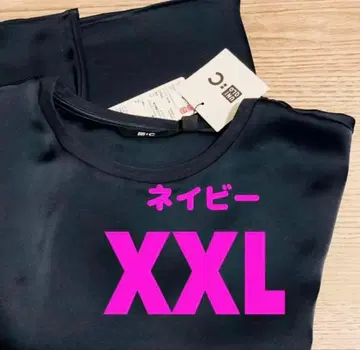 유니클로C 새틴 오버 사이즈 숏 블라우스 네이비 새상품 XXL