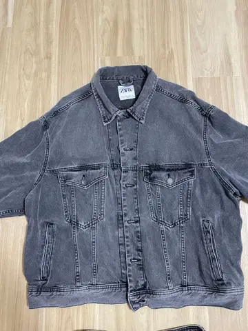 ZARA 데님 자켓 팬츠 셋업 그레이 XL