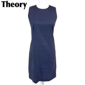[새상품급] Theory 슬리브리스 원피스 마 혼방 2 무지 네이비