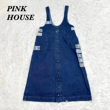 PINK HOUSE 와펜 데님 오버롤 원피스