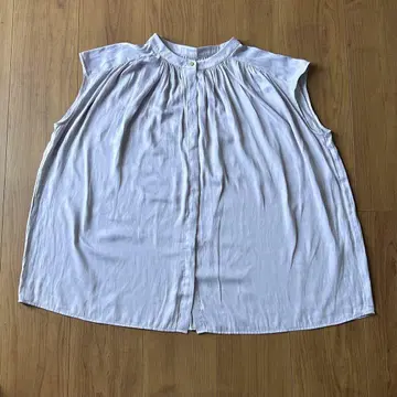 PLST 플라스테 밴드 카라 개더 블라우스 슬리브리스 라이트 블루
