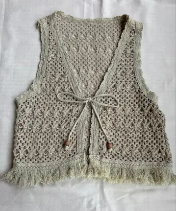 해외 구제 의류 프랑스 앤티크 vintage 크로쉐 뷔스티에 베스트 지레