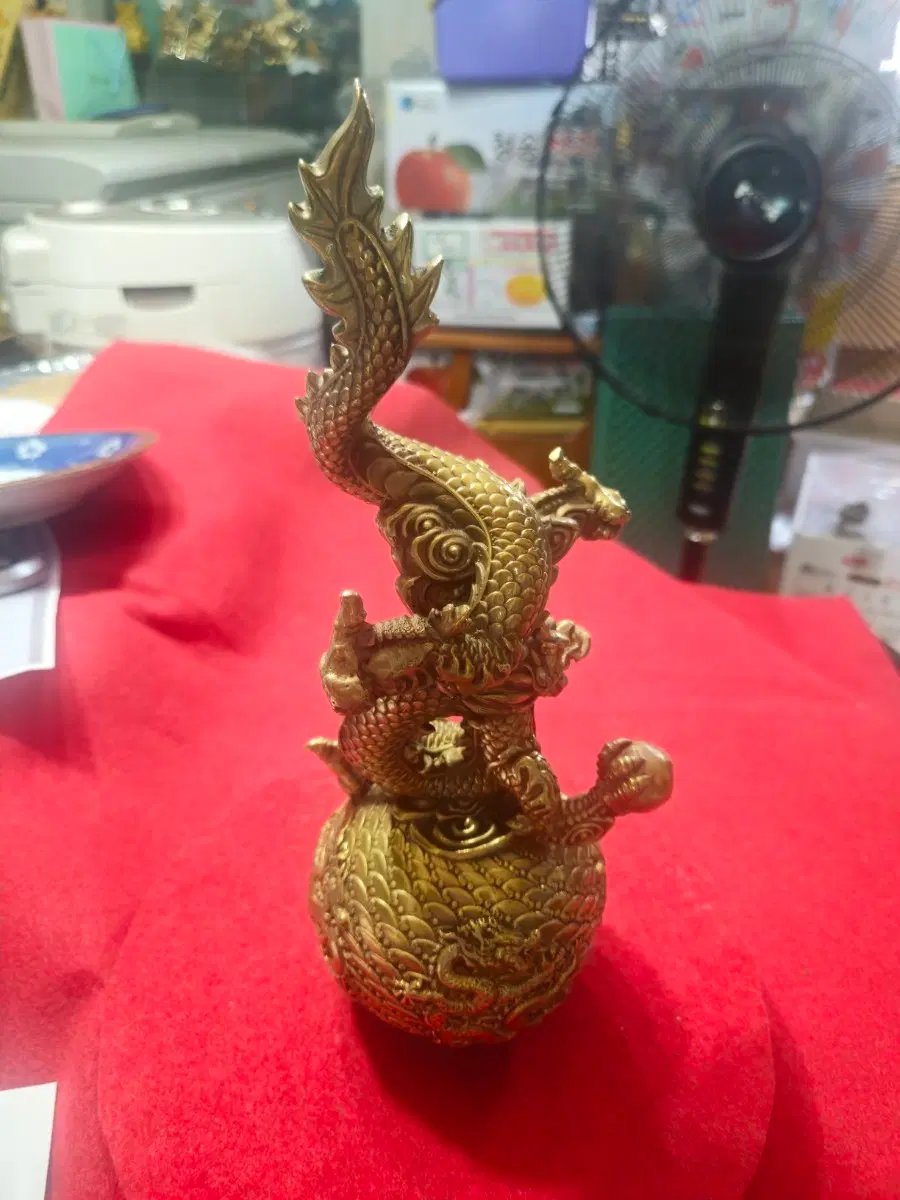 [명품 엔틱] 건륭년제 낙관 대형 황동 용 조각상 (높이 30cm, 1.7kg)