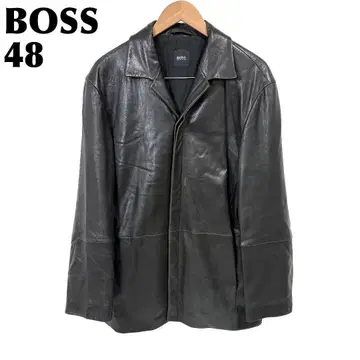 BOSS 테일러드 가죽 자켓 양가죽 48 블랙 무지