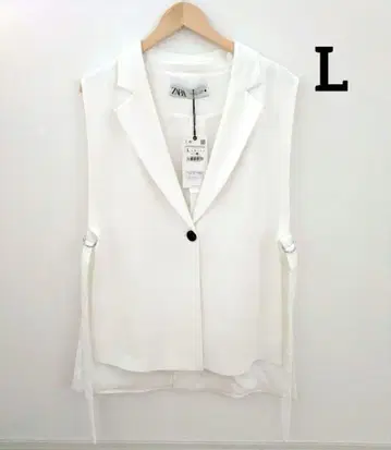ZARA 자라 테일러드 베스트 베스트 화이트 L 슬리브리스 자켓