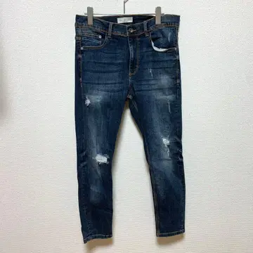 ZARA 데미지 스키니 데님 팬츠 USA32 워시 가공 스트레치