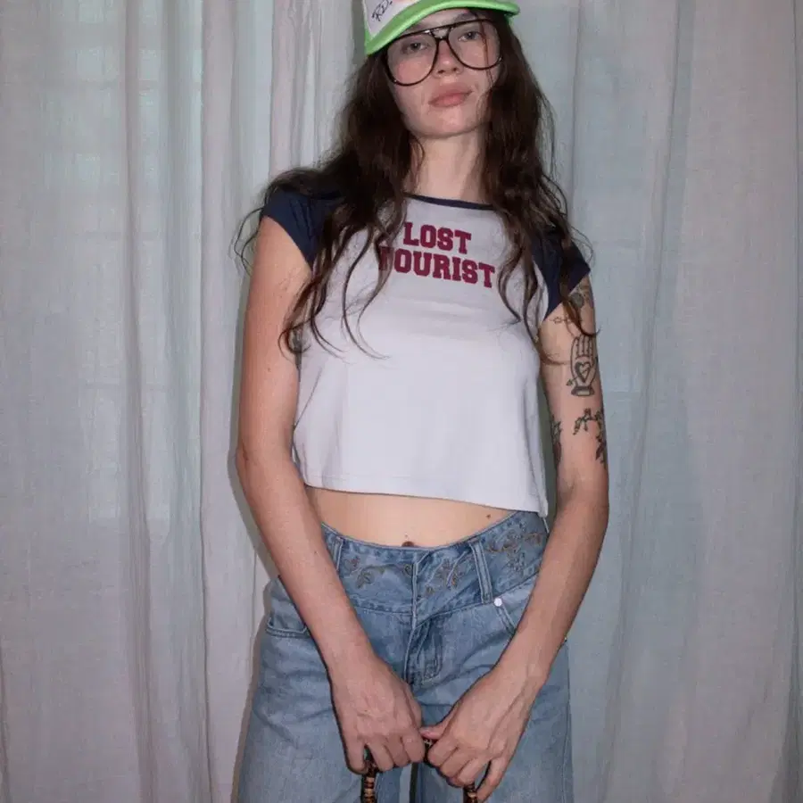 스컬프터 lost tourist tee raw dusty navy 로스트 투어리스트 티셔츠