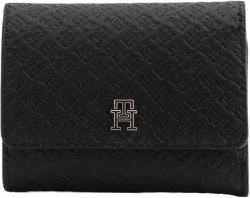 TOMMY HILFIGER 이단 접이식 지갑 모노그램 블랙