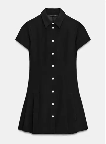 ZARA 플리츠 미니 원피스 블랙 반팔 S