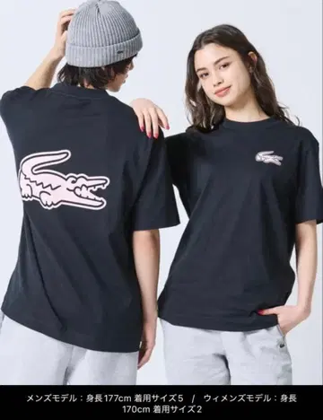 LACOSTE 라코스테 오버 사이즈 백 프린트 T셔츠 3 블랙 핑크