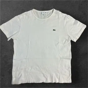 LACOSTE 라코스테 반팔 T셔츠 L 화이트 자수 로고 스몰 핏 새상품급