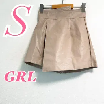 GRL 그레일 가죽 랩 스타일 숏팬츠 베이지 S 하이웨스트