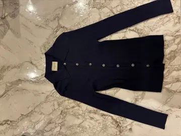 UNITED ARROWS 리브 니트 폴로 가디건 네이비