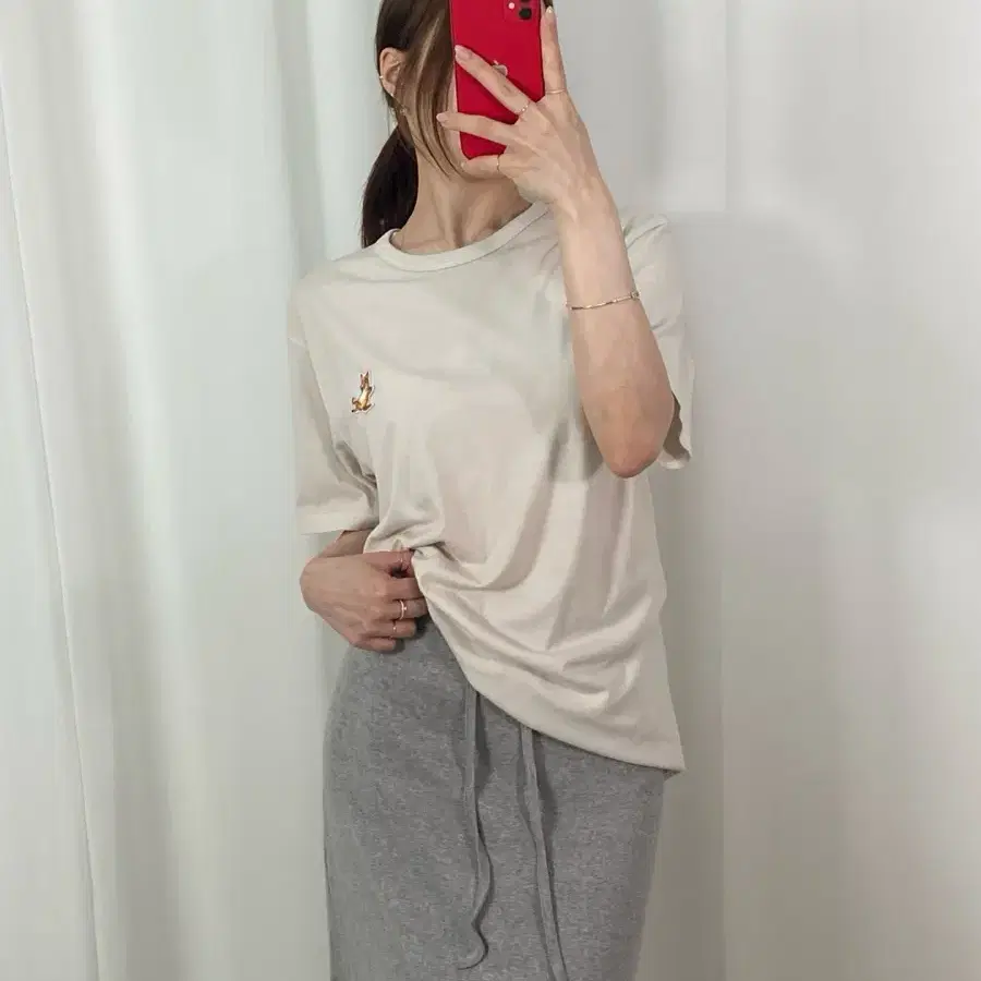 메종키츠네 여우와펜 라운드 T
