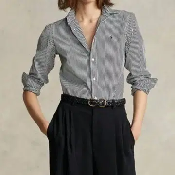 RALPH RL LAUREN 스트라이프 셔츠 긴팔 면 100% 일본제