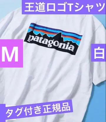 patagonia P-6 로고 T셔츠 M 화이트 미사용 택 포함 새상품