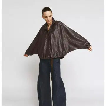 ZARA ZWCOLLECTION 인조 가죽 봄버 자켓 브라운