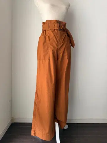테라코타 하이웨스트 벨트 와이드 팬츠