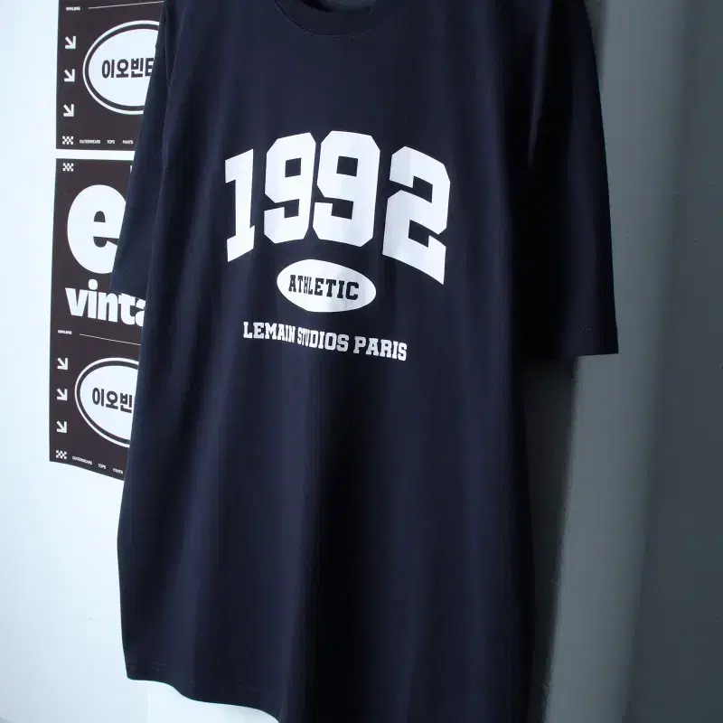 (L-XL) 리메인세컨드 반팔 티셔츠 빅로고 네이비 올드스쿨-H35425