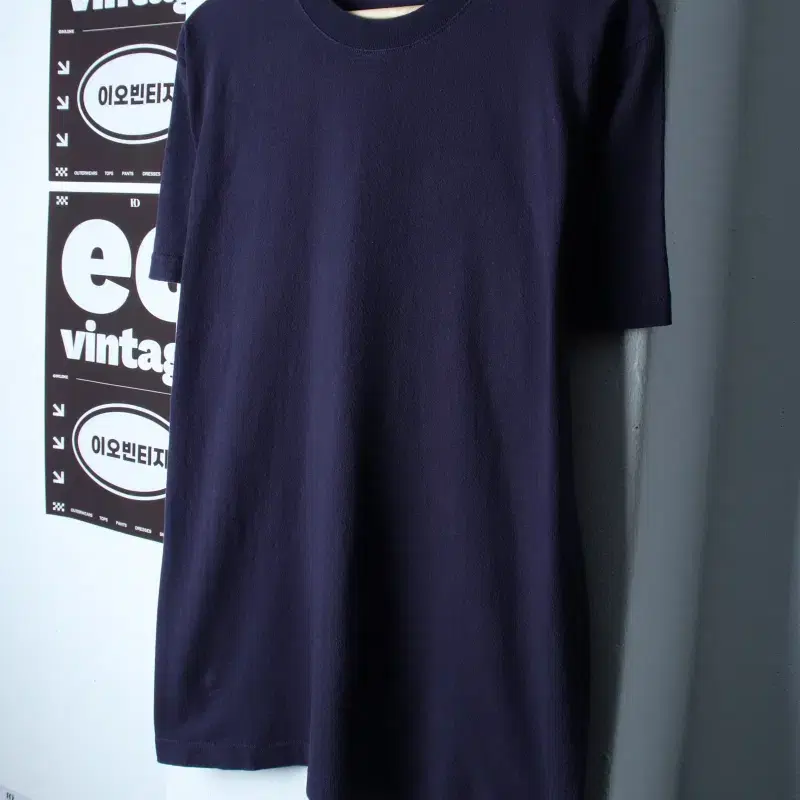 (L-XL) 논스탁 반팔 티셔츠 USA 네이비 무지 아메카지-H35426