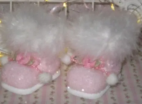 산타 부츠 오너먼트 핑크 퍼 장식 수입 쉐비
