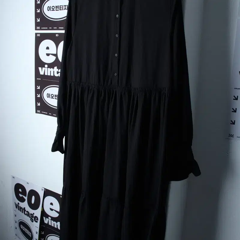 W(L) 에이치앤엠 드레스 원피스 셔츠 블랙 롱 나일론-H35490