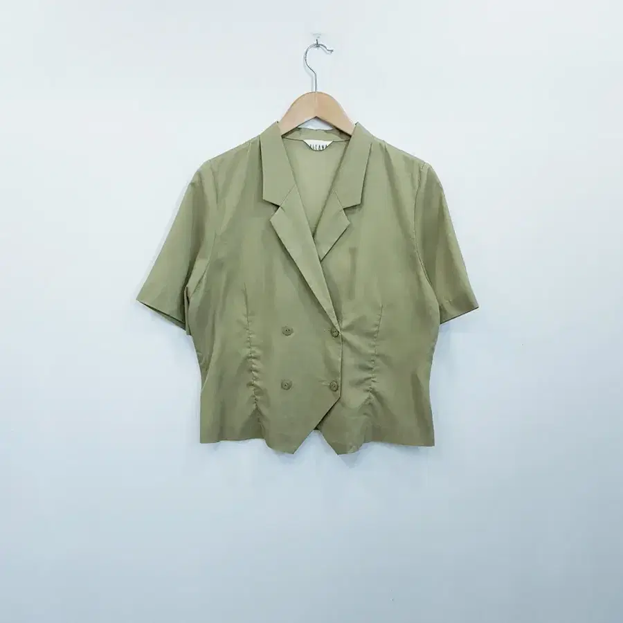 JPN 빈티지 오피스 하객룩 린넨 마 반팔 자켓 여L R556