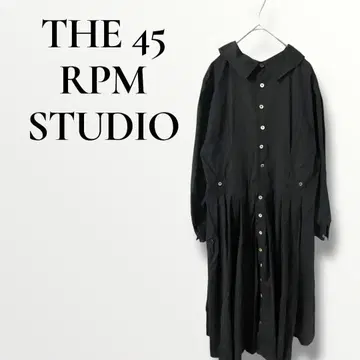 45R 45RPM STUDIO 셔츠 원피스 긴팔 블랙 f 앞 버튼