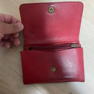 IL BISONTE 접이식 지갑 레드 가죽