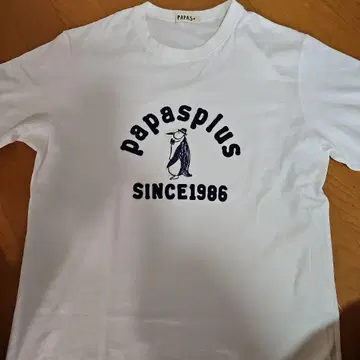 Papas plus 반팔 T셔츠 화이트 펭귄 로고