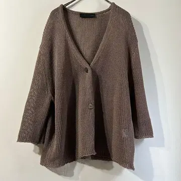 ZARA 와이드 슬리브 니트 가디건 V넥 코튼 S 브라운