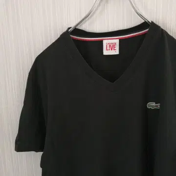 LACOSTE LIVE 반팔 V넥 블랙 티셔츠