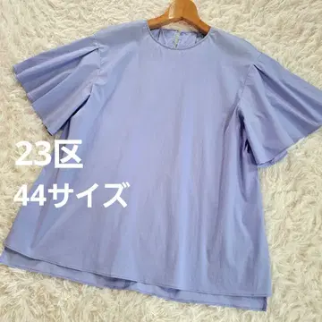 23구 코튼 나일론 턱 슬리브 블라우스 블루 44 사이즈