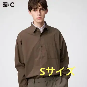UNIQLO:C 브로드 오버사이즈 셔츠 브라운 S 사이즈