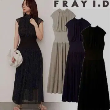 FRAY I.D 허리 리브 마조리카 드레스