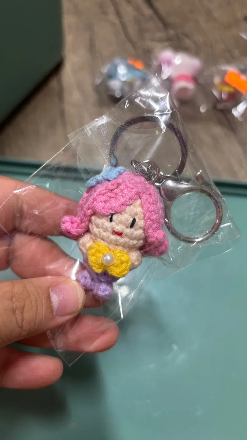 인어공주 뜨개 인형 키링