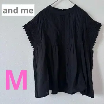 [ andme ] 인도면 핀턱 블라우스 (블랙) M 사이즈 레이스 블라우스