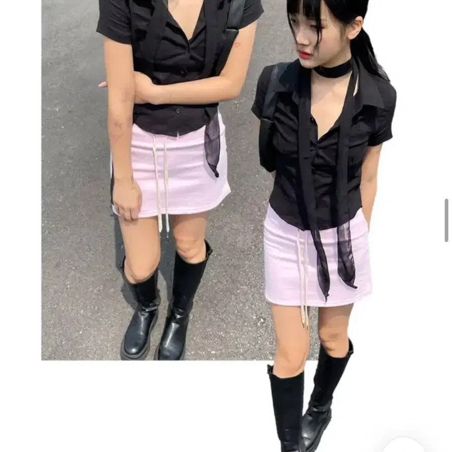 아쿠비클럽 버터로우 밴딩 미니스커트 / 치마 에이블리 지그재그 블랙업