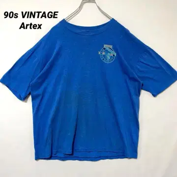 T-1333 90s Artex 밀리터리 셔츠 싱글 독일 기지 XL 파랑