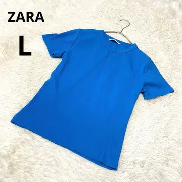 ZARA 자라 반팔 티셔츠 블루 계열 무지 면 캐주얼 상의/L