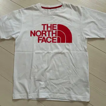 THE NORTH FACE 반팔 티셔츠 화이트 레드 로고 S