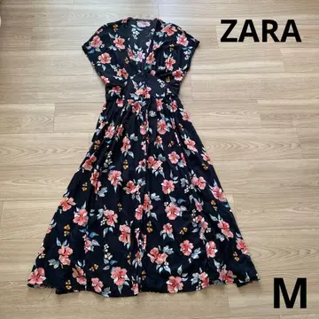 ZARA 꽃무늬 롱 원피스 블랙 M
