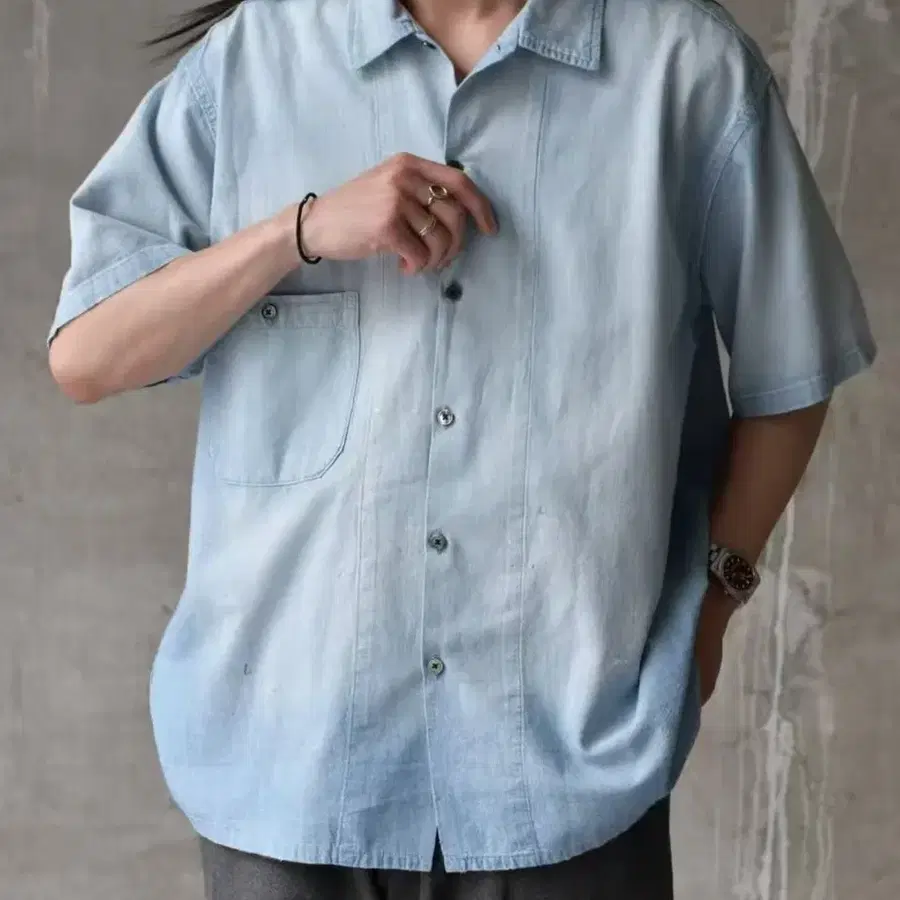 아프레쎄 26ss 빈티지 샴브레이 반팔 셔츠 a.presse chambray