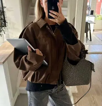 [ ZARA ] 스웨이드 느낌 숏 자켓