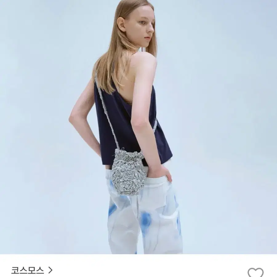 코스모스 링클 펌킨 레더 미니백 실버